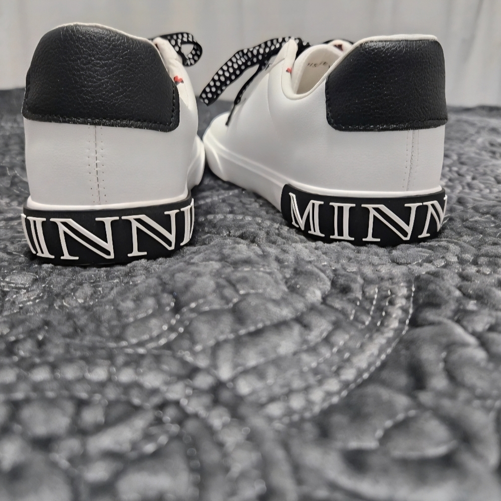 Women’s White Sneakers with Red & Black Minnie Accent - Picture 3 of 6